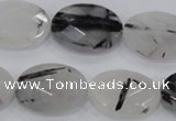 CRU91 15.5 inches 15*20mm faceted oval black rutilated quartz beads