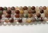 CRU913 15.5 inches 10mm faceted round mixed rutilated quartz beads