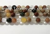 CRU914 15.5 inches 11mm faceted round mixed rutilated quartz beads