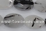 CRU92 15.5 inches 18*25mm faceted oval black rutilated quartz beads