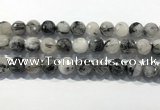 CRU936 15.5 inches 14mm faceted round black rutilated quartz beads