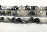 CRU940 12*18mm - 18*25mm faceted nuggets black rutilated quartz beads