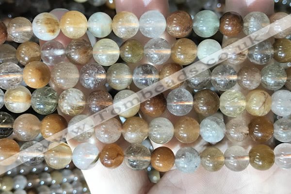 CRU945 15.5 inches 8mm round mixed rutilated quartz beads