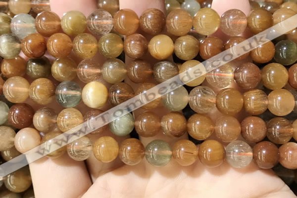 CRU948 15.5 inches 8mm round mixed rutilated quartz beads