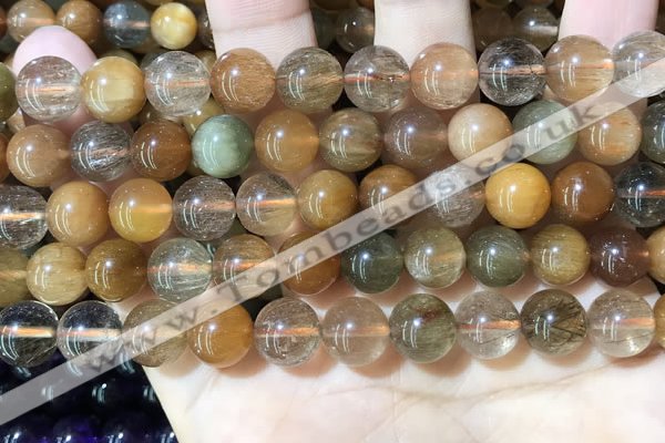 CRU949 15.5 inches 10mm round mixed rutilated quartz beads