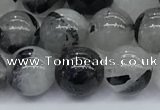 CRU955 15.5 inches 8mm round black rutilated quartz beads