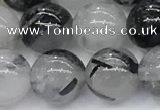 CRU956 15.5 inches 10mm round black rutilated quartz beads