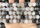 CRU963 15.5 inches 10mm round black rutilated quartz beads