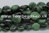 CRZ10 15.5 inches 10mm flat round ruby zoisite gemstone beads