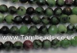 CRZ105 15.5 inches 6mm faceted round ruby zoisite gemstone beads