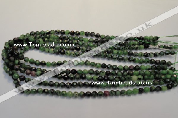 CRZ105 15.5 inches 6mm faceted round ruby zoisite gemstone beads