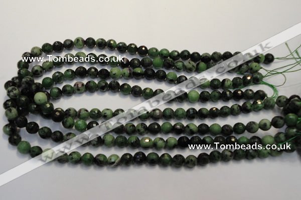 CRZ106 15.5 inches 8mm faceted round ruby zoisite gemstone beads