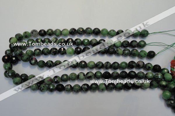 CRZ107 15.5 inches 10mm faceted round ruby zoisite gemstone beads