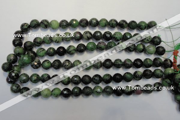 CRZ108 15.5 inches 12mm faceted round ruby zoisite gemstone beads