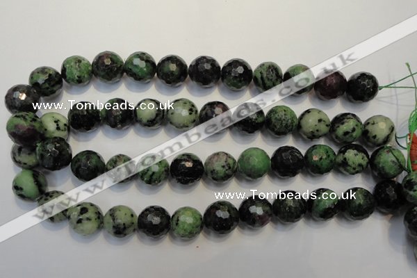 CRZ110 15.5 inches 16mm faceted round ruby zoisite gemstone beads