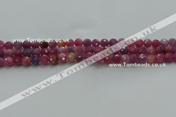 CRZ1121 15.5 inches 5mm faceted round natural ruby gemstone beads