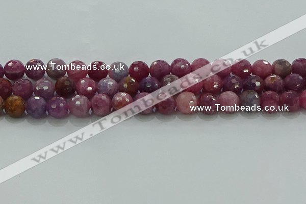 CRZ1125 15.5 inches 9mm faceted round natural ruby gemstone beads