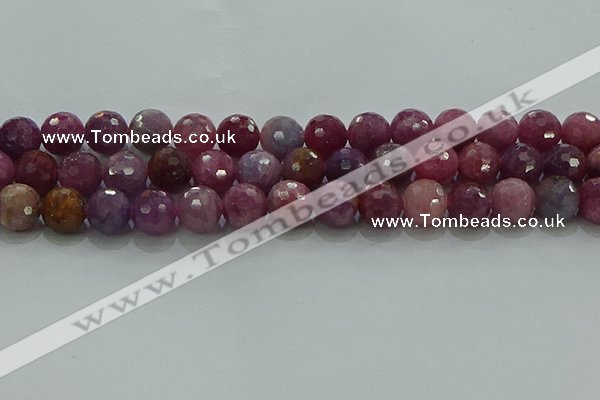 CRZ1126 15.5 inches 10mm faceted round natural ruby gemstone beads