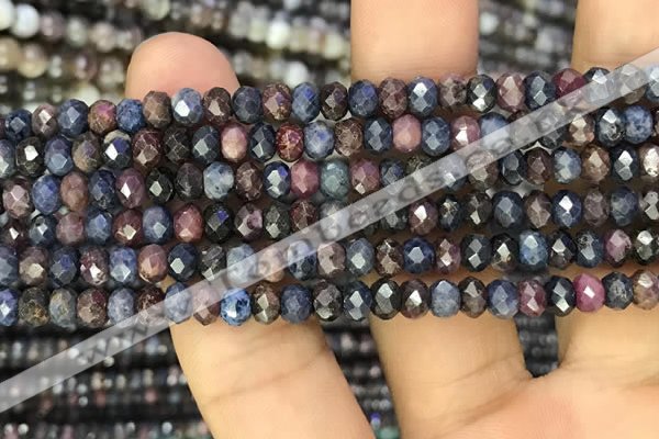 CRZ1136 15.5 inches 4*5mm faceted rondelle ruby & sapphire beads