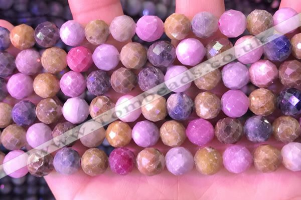 CRZ1143 15.5 inches 8mm faceted round ruby sapphire beads