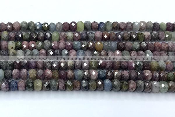 CRZ1168 15 inches 4*6mm faceted rondelle ruby sapphire beads