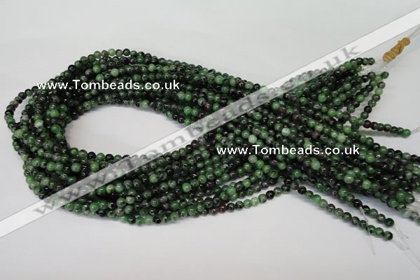 CRZ20 15.5 inches 4mm round ruby zoisite gemstone beads