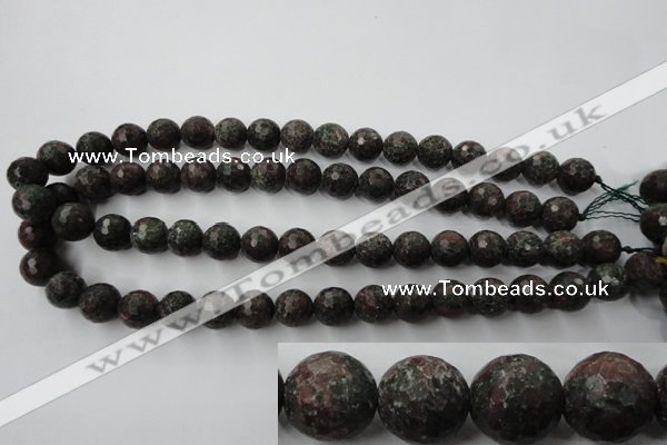 CRZ204 15.5 inches 12mm faceted round ruby zoisite gemstone beads