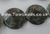 CRZ218 15.5 inches 25mm faceted coin ruby zoisite gemstone beads