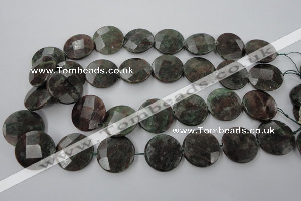 CRZ218 15.5 inches 25mm faceted coin ruby zoisite gemstone beads