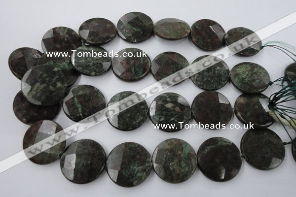 CRZ219 15.5 inches 30mm faceted coin ruby zoisite gemstone beads