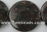 CRZ220 15.5 inches 35mm faceted coin ruby zoisite gemstone beads