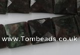 CRZ235 15.5 inches 15*15mm faceted square ruby zoisite gemstone beads