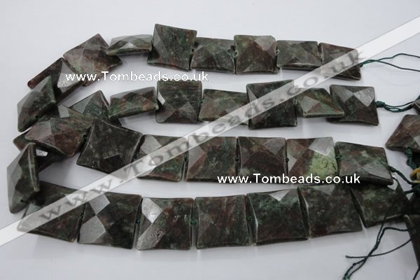 CRZ238 15.5 inches 25*25mm faceted square ruby zoisite gemstone beads