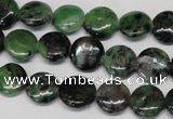 CRZ24 15.5 inches 12mm flat round ruby zoisite gemstone beads