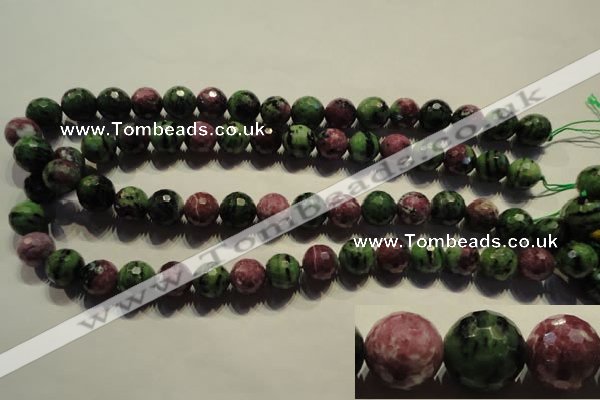 CRZ357 15.5 inches 13mm faceted round natural ruby zoisite beads