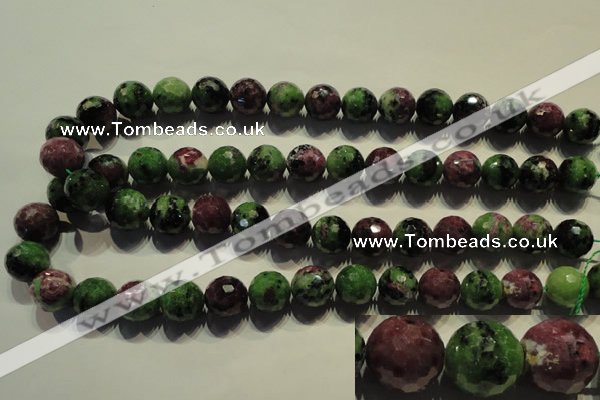 CRZ358 15.5 inches 14mm faceted round natural ruby zoisite beads