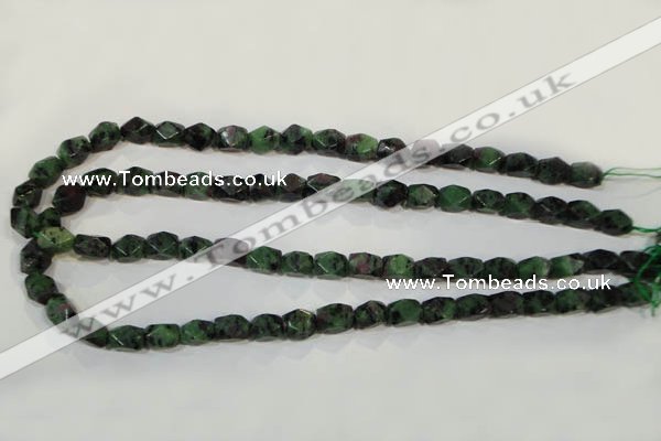 CRZ465 15.5 inches 7*10mm faceted nuggets ruby zoisite gemstone beads