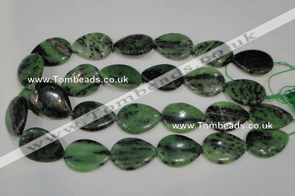 CRZ490 15.5 inches 22*30mm flat teardrop ruby zoisite gemstone beads