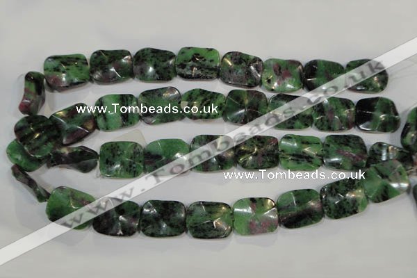 CRZ495 15.5 inches 18*22mm wavy rectangle ruby zoisite gemstone beads