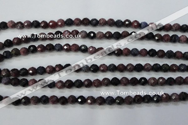 CRZ511 15.5 inches 6mm faceted round natural ruby sapphire beads