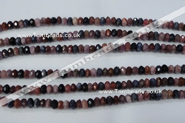 CRZ522 15.5 inches 4*6mm faceted rondelle natural ruby sapphire beads