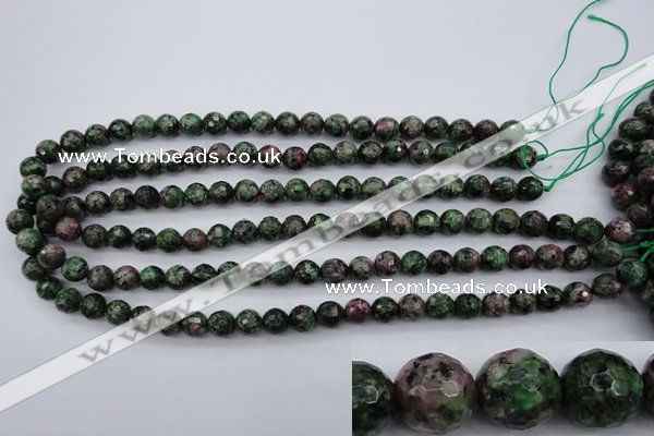 CRZ551 15.5 inches 9mm faceted round Chinese ruby zoisite beads