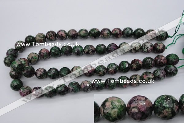 CRZ552 15.5 inches 13mm faceted round Chinese ruby zoisite beads