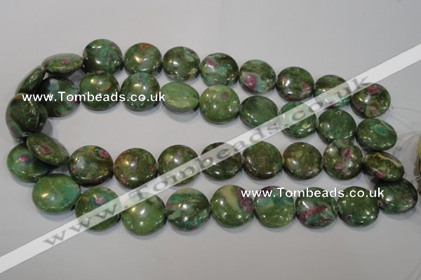 CRZ626 15.5 inches 20mm flat round New ruby zoisite gemstone beads