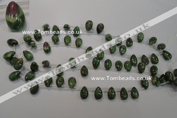 CRZ649 Top-drilled 9*14mm flat teardrop New ruby zoisite gemstone beads