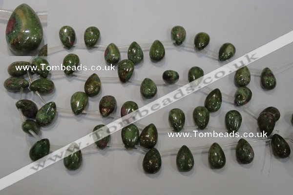 CRZ650 Top-drilled 12*18mm flat teardrop New ruby zoisite gemstone beads