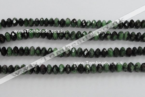 CRZ703 15 inches 6*10mm faceted rondelle ruby zoisite gemstone beads