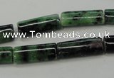 CRZ71 15.5 inches 8*20mm flat tube ruby zoisite gemstone beads