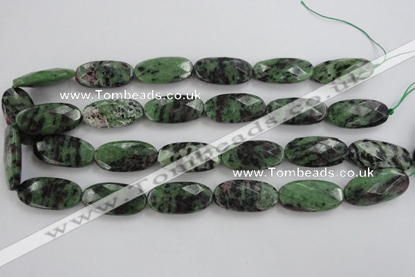 CRZ711 15 inches 15*30mm faceted oval ruby zoisite gemstone beads