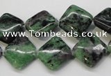 CRZ73 15.5 inches 14*14mm diamond ruby zoisite gemstone beads